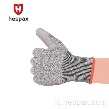 Hespax保護セーフティグローブPUパームコーティングアンチカット
